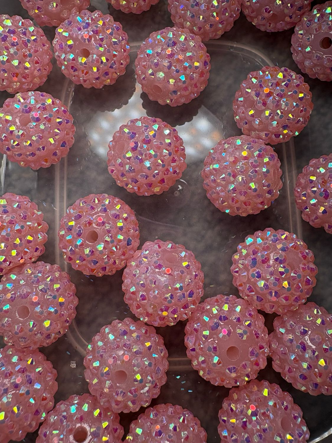 Bulk Bead Bag #R4 20mm Pink Rhinestone 25pc