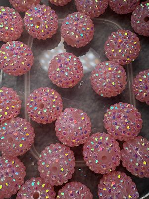 Bulk Bead Bag #R4 20mm Pink Rhinestone 25pc