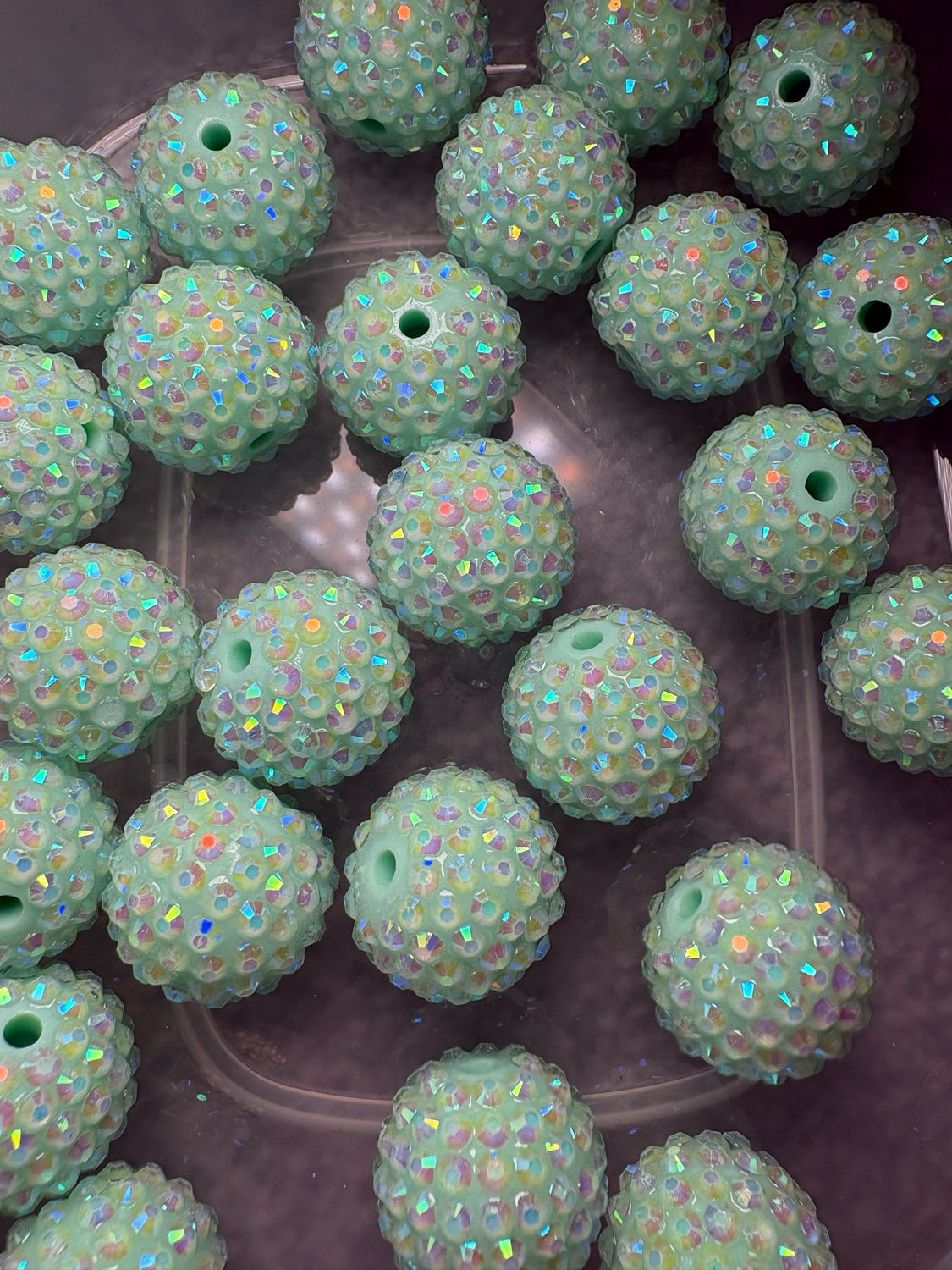 Bulk Bead Bag #R5 20mm Mint Rhinestone 25pc