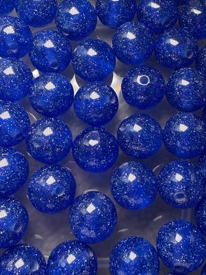 Bulk Bead Bag #G1 16mm Blue Glitter 50pc