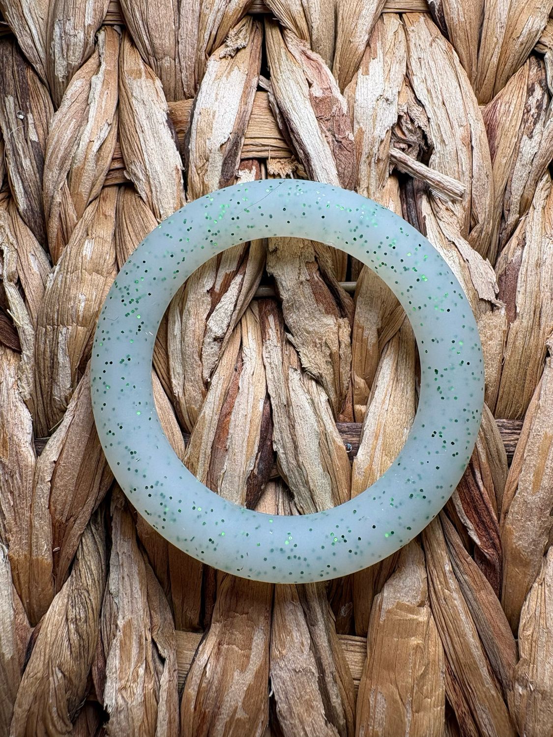 Clear Green Glitter Silicone Ring
