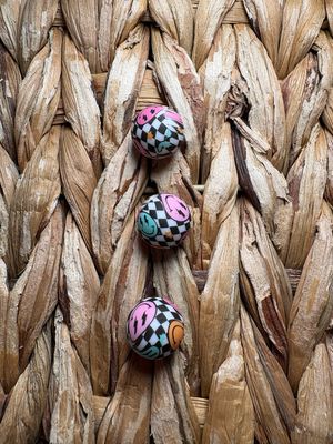 Smile Checkered Silicone Printed Bead 15mm SB35