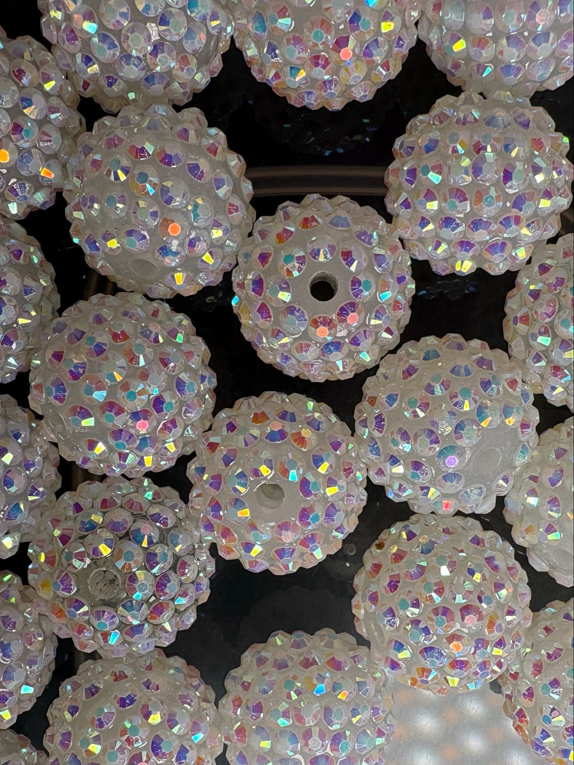20mm Clear White UV Rhinestone 25pc Bulk Bead Bag 122