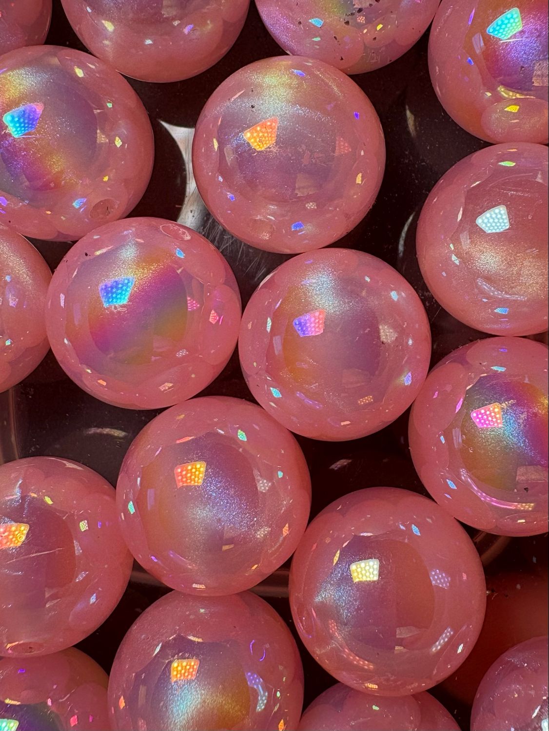 20mm Pink Glitter 25pc Bulk Bead Bag 109