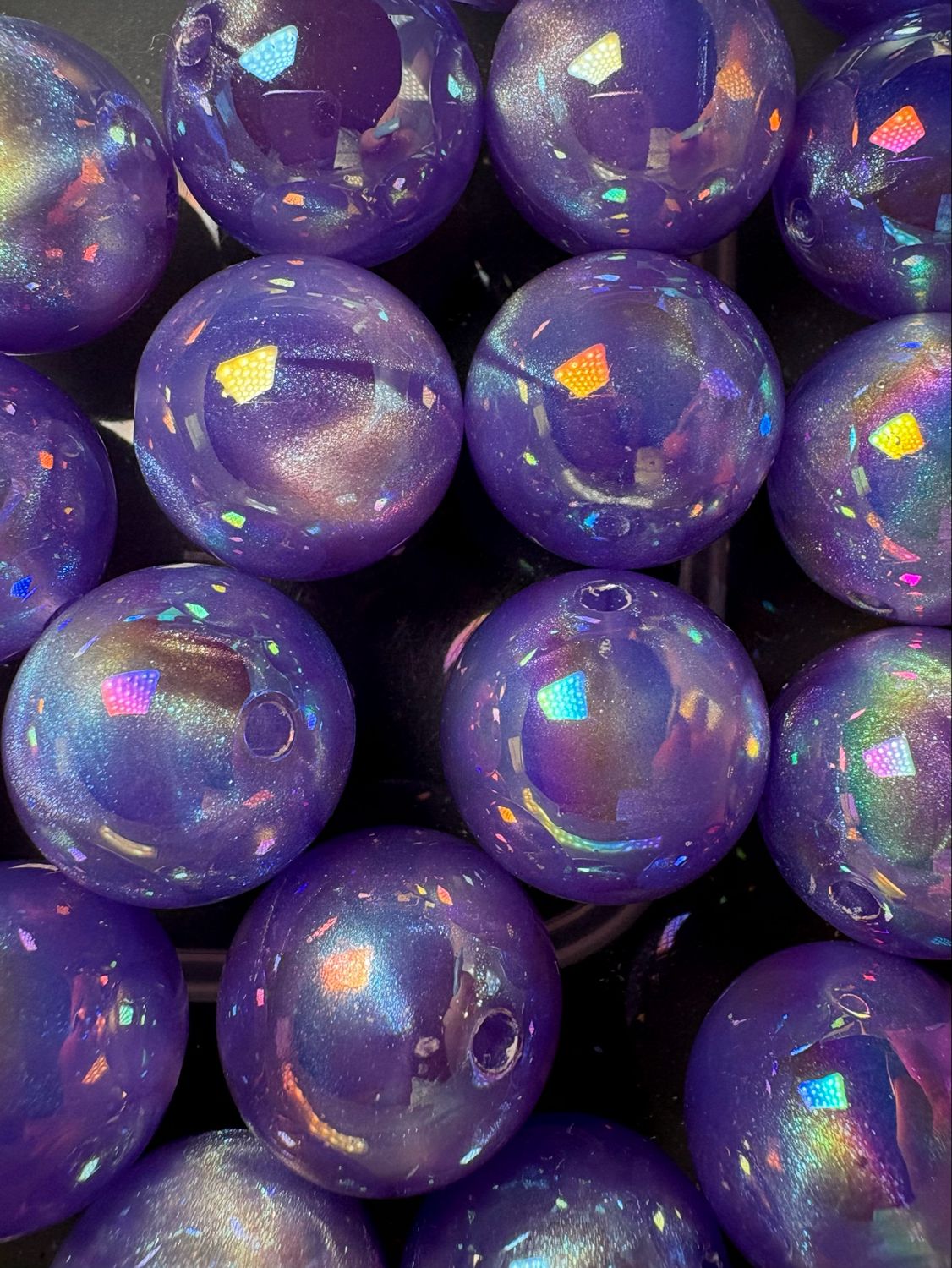 20mm Purple Glitter 25pc Bulk Bead Bag 107