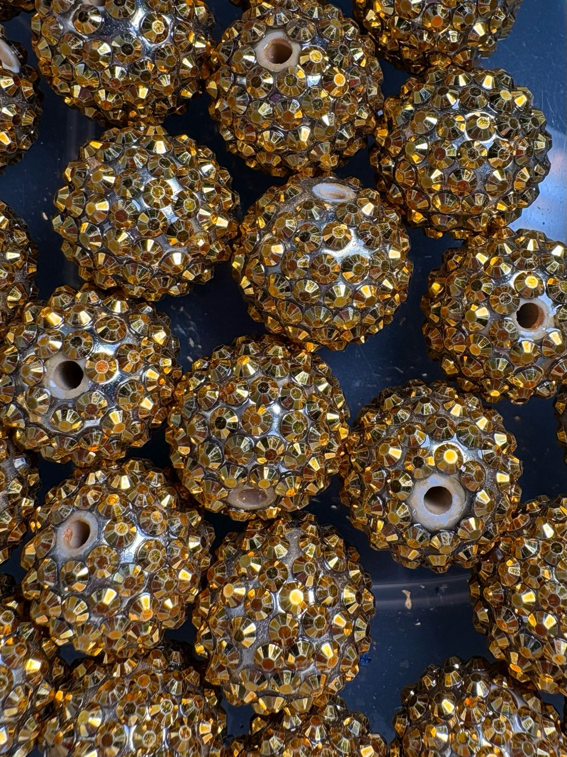 20mm Gold Rhinestone 25pc Bulk Bead Bag 116