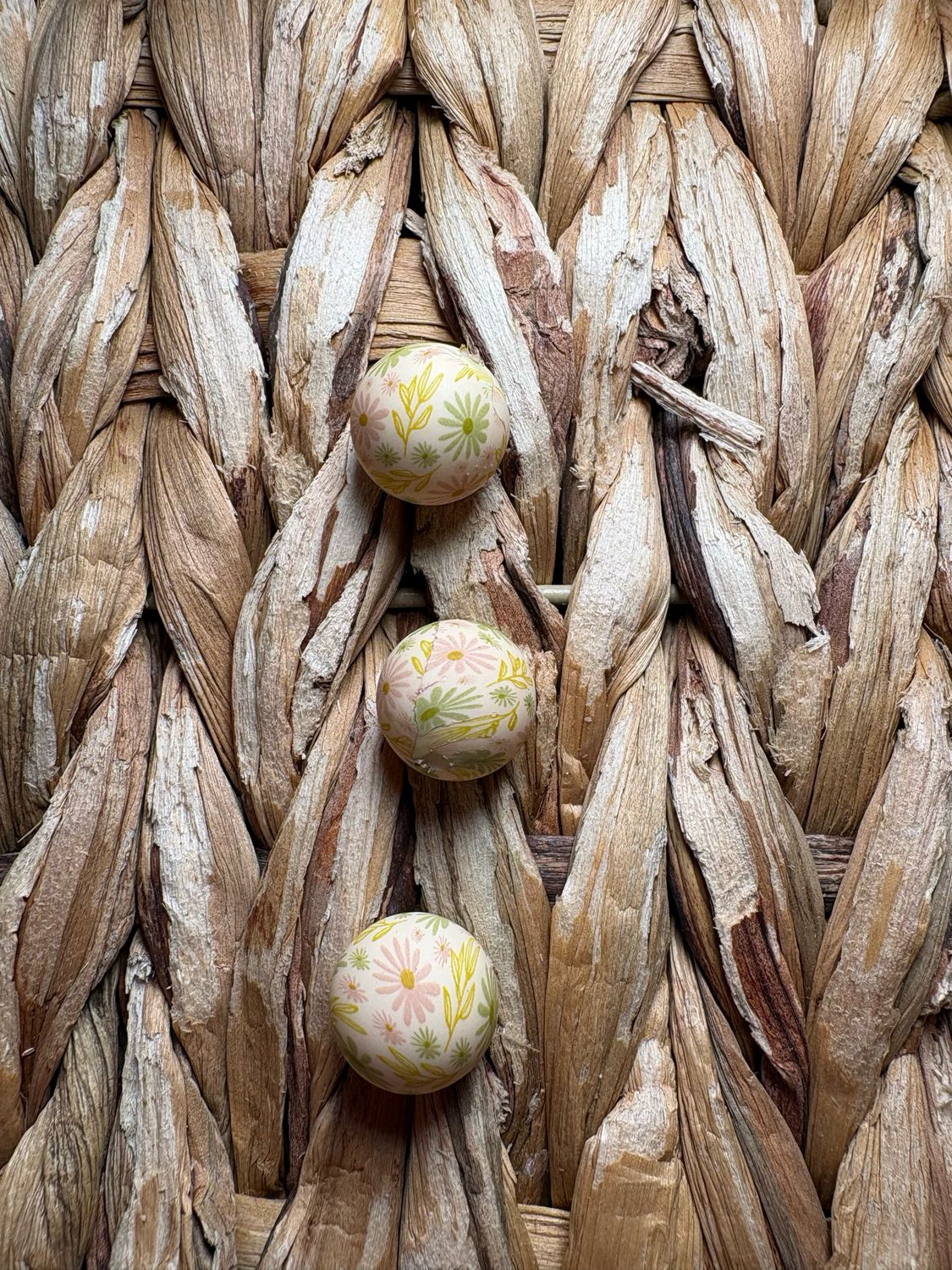 Tan Flower Silicone Printed Bead 15mm