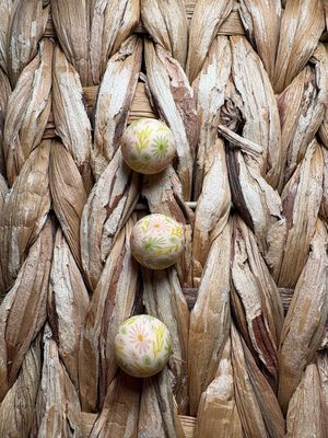 Tan Flower Silicone Printed Bead 15mm SB43