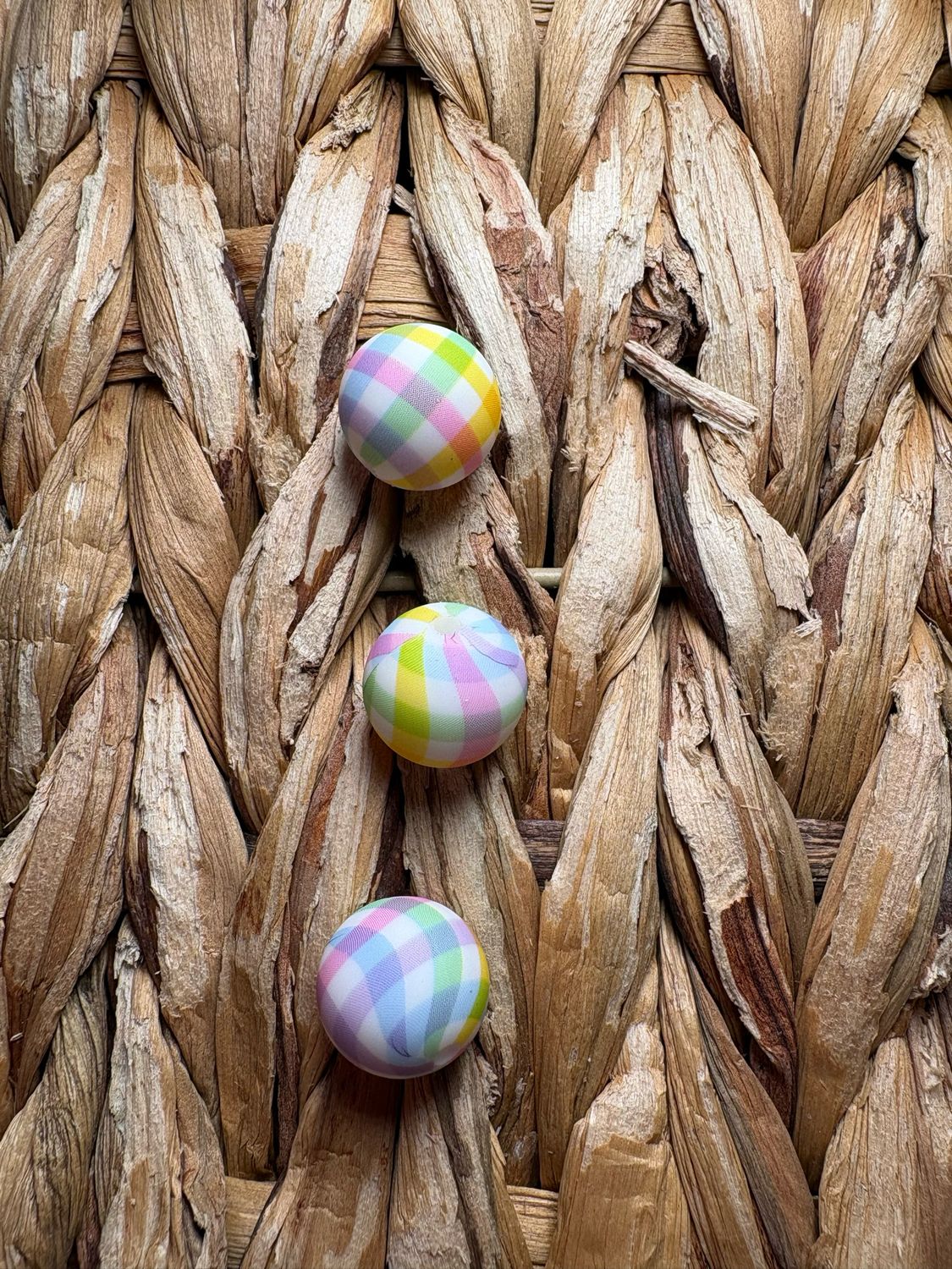 Pastel Checkered Silicone Printed Bead 15mm