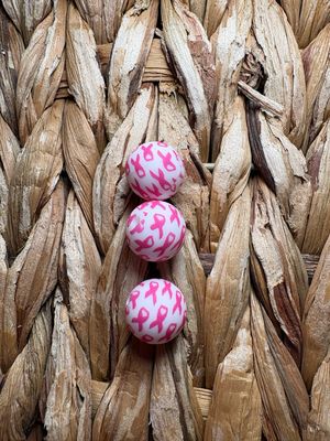 Pink Ribbon Silicone Printed Bead 15mm SB45