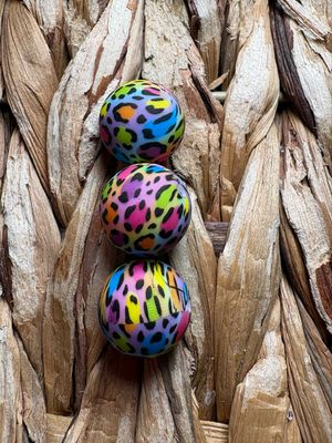 Rainbow Cheetah Silicone Printed Bead 15mm SB46