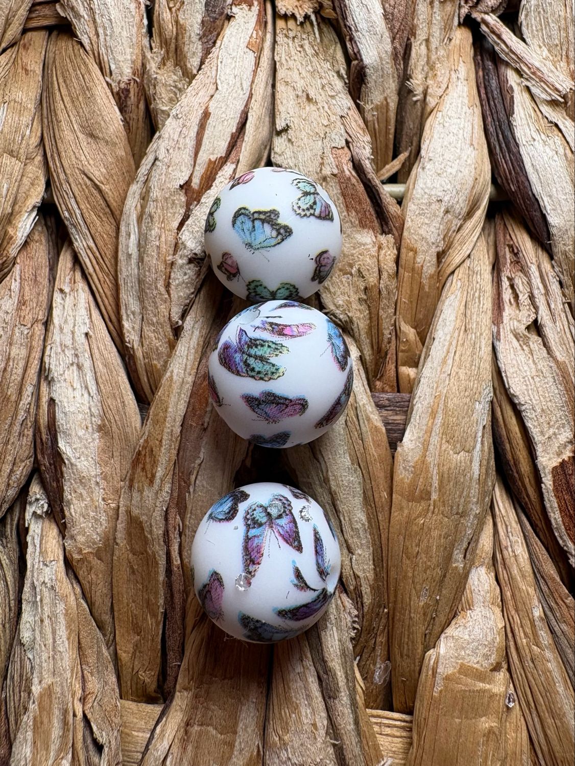 Butterfly Silicone Printed Bead 15mm