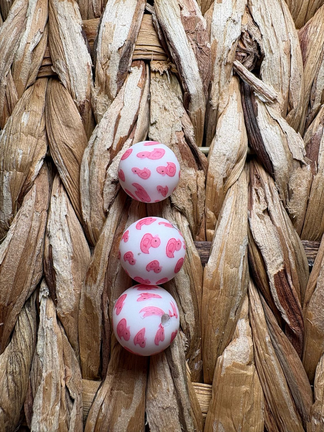 Pink Ducks Silicone Printed Bead 15mm