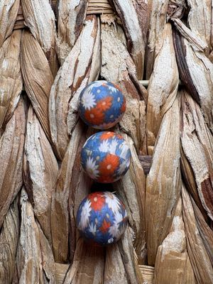Red, White &amp; Blue Flower Silicone Printed Bead 15mm SB51