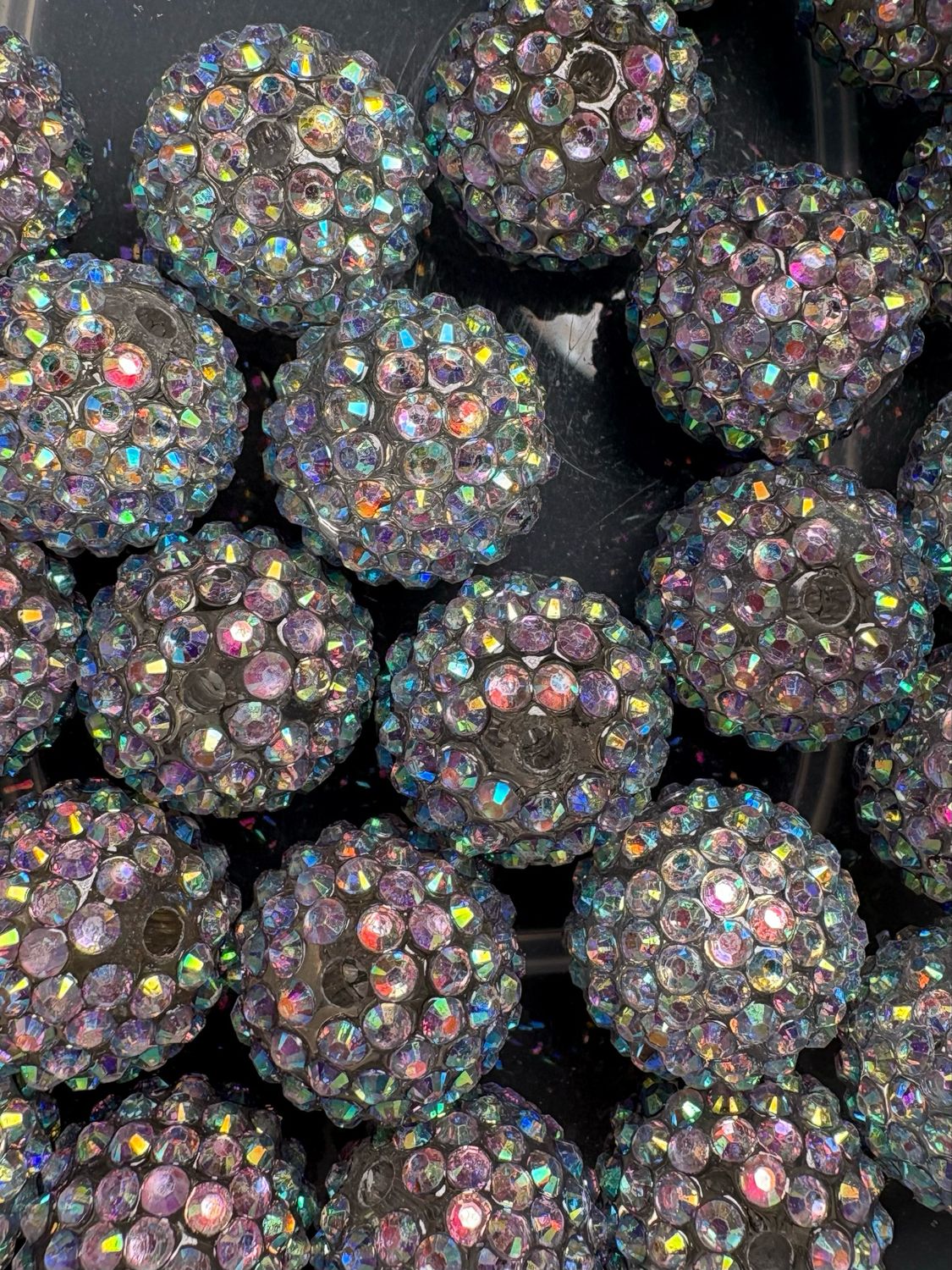 20mm Silver Rhinestone UV 25pc Bulk Bead Bag 121