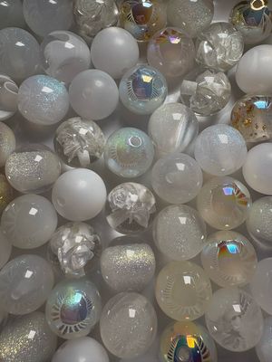Bulk Bag White Color Mix 16mm Beads- 50pc M4