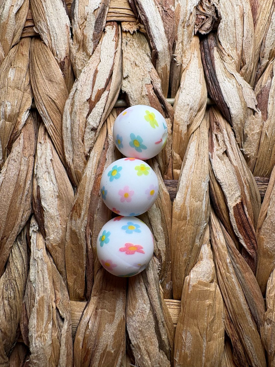 Flower Silicone Printed Bead 15mm