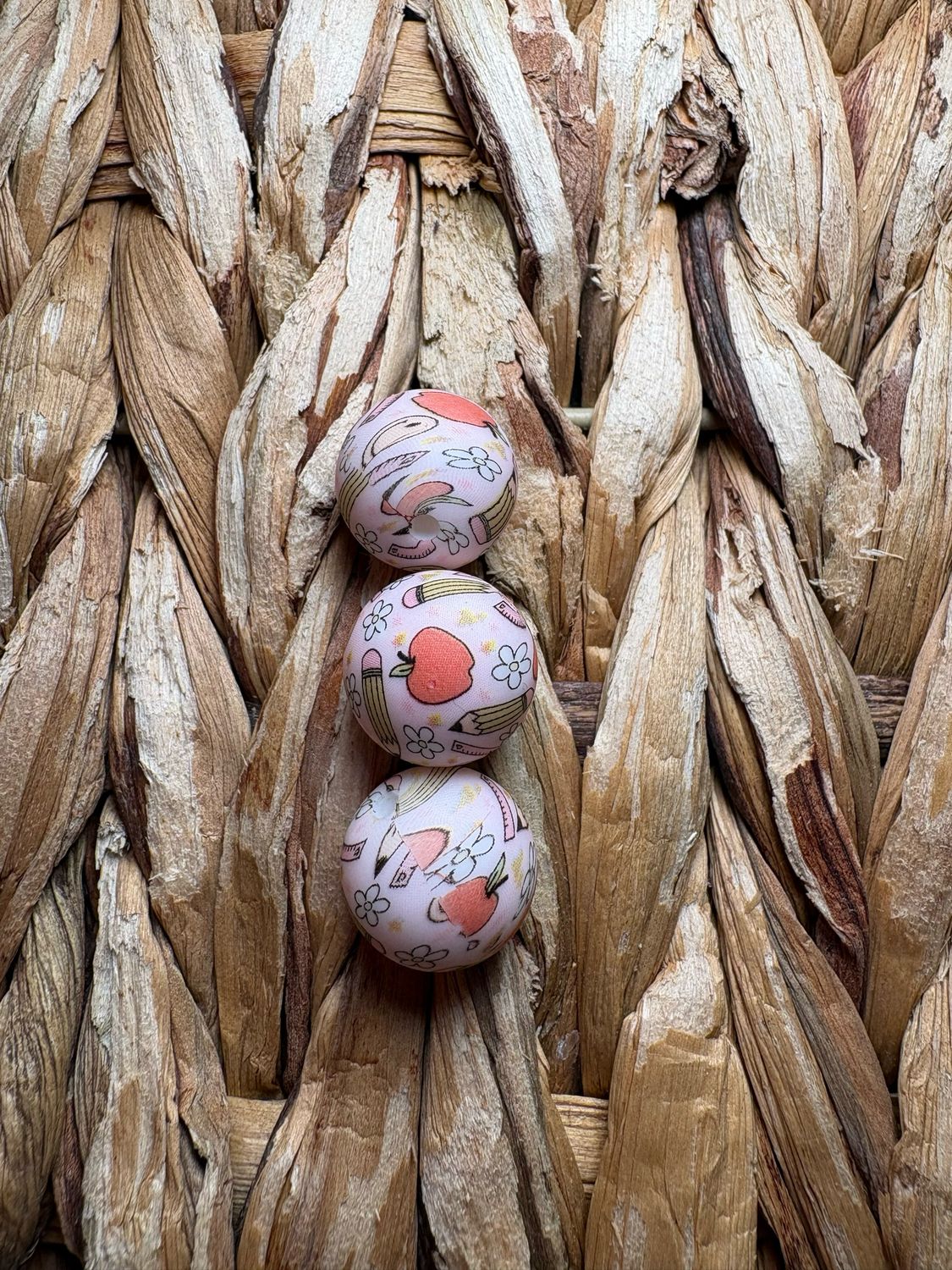 Pink Teacher Silicone Printed Bead 15mm