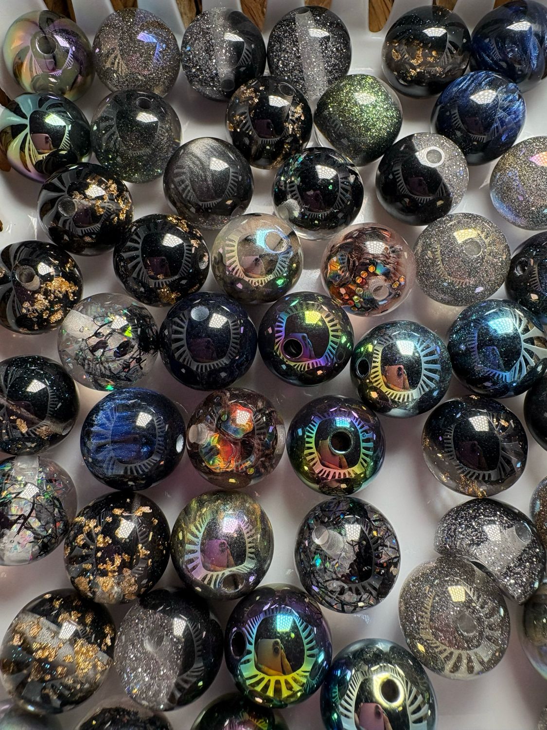 Bulk Bag Black Color Mix 16mm Beads- 50pc M5