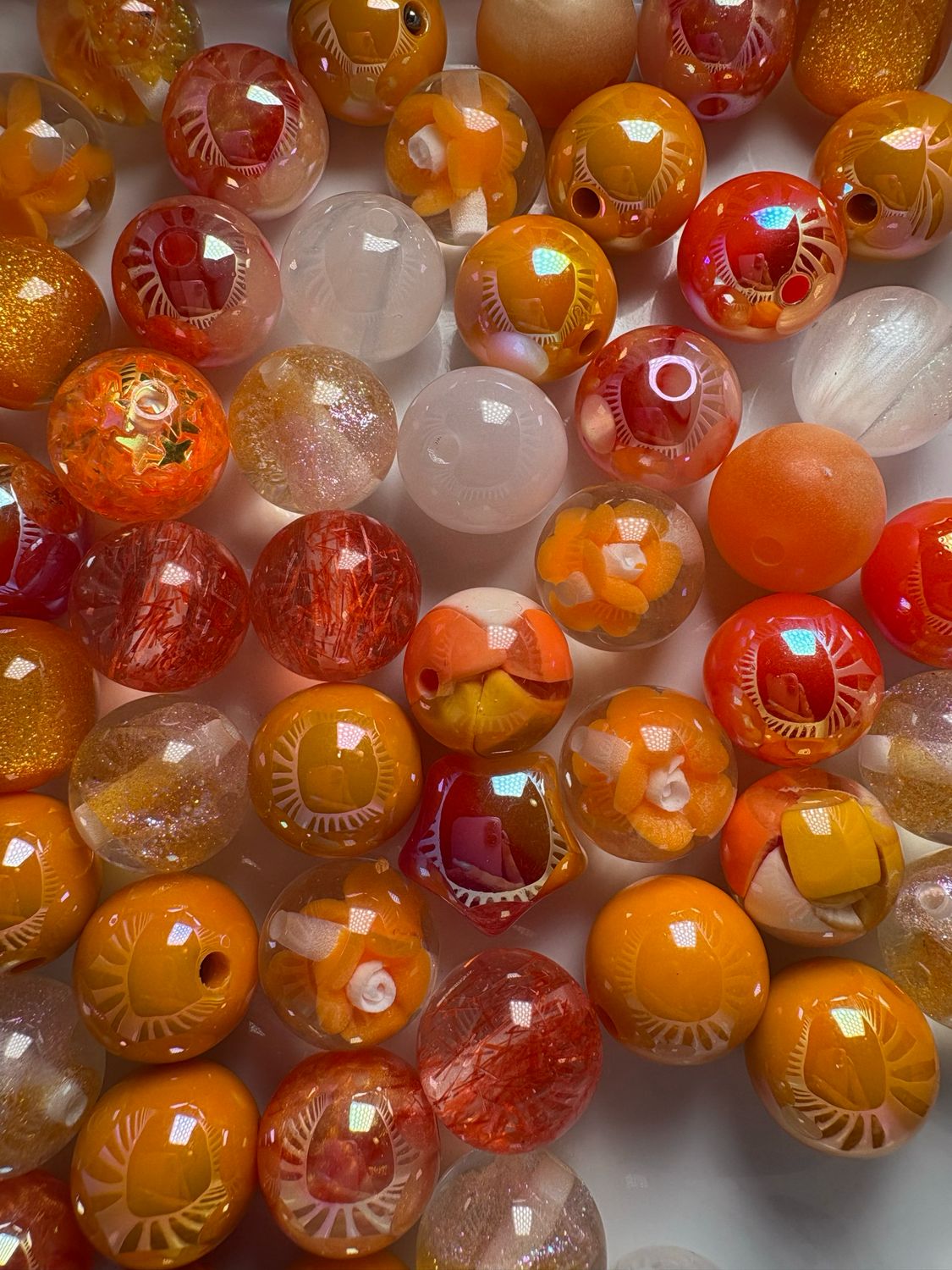 Bulk Bag Orange Color Mix 16mm Beads- 50pc M10