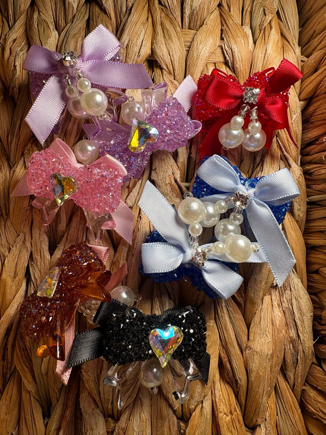 Bulk Bag Sugar Bow Bead Dangle Beads 8pc S39