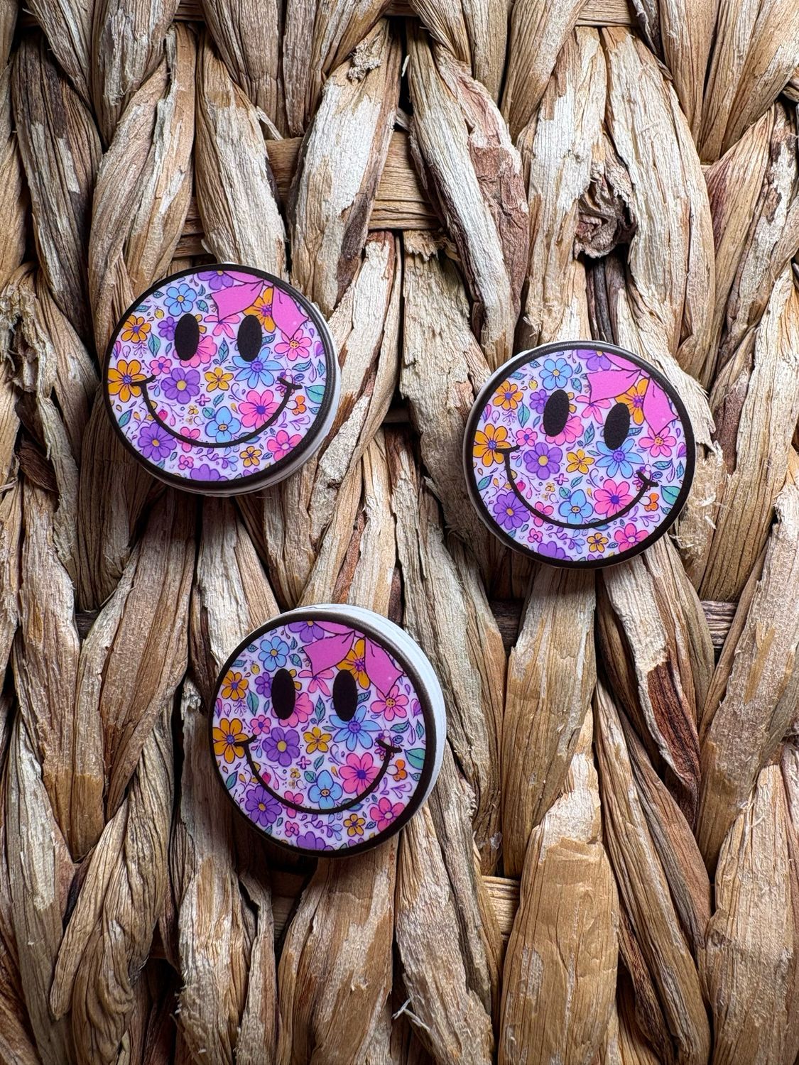 Colorful Flowers Smiley Face Focal