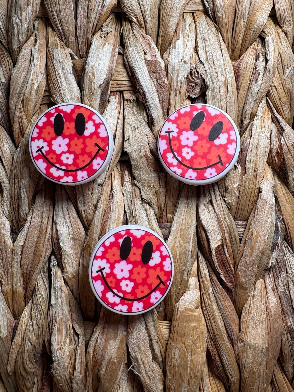 Red Flowers Smiley Face Focal