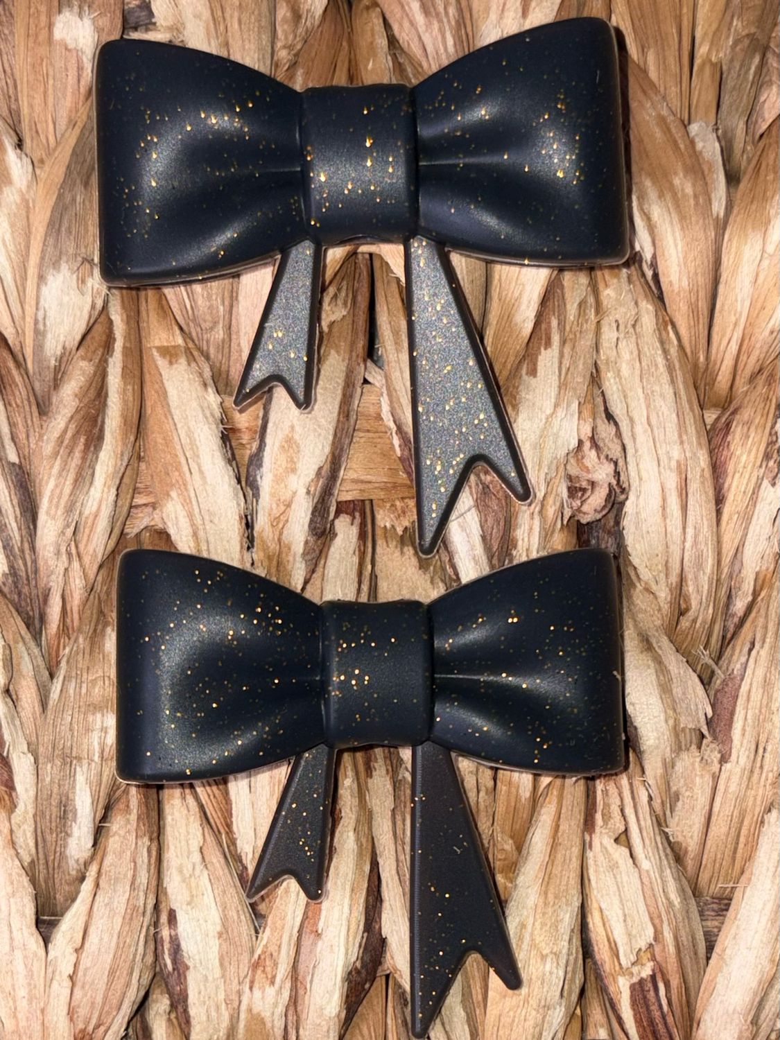 Black Glitter Straw/Focal Topper 