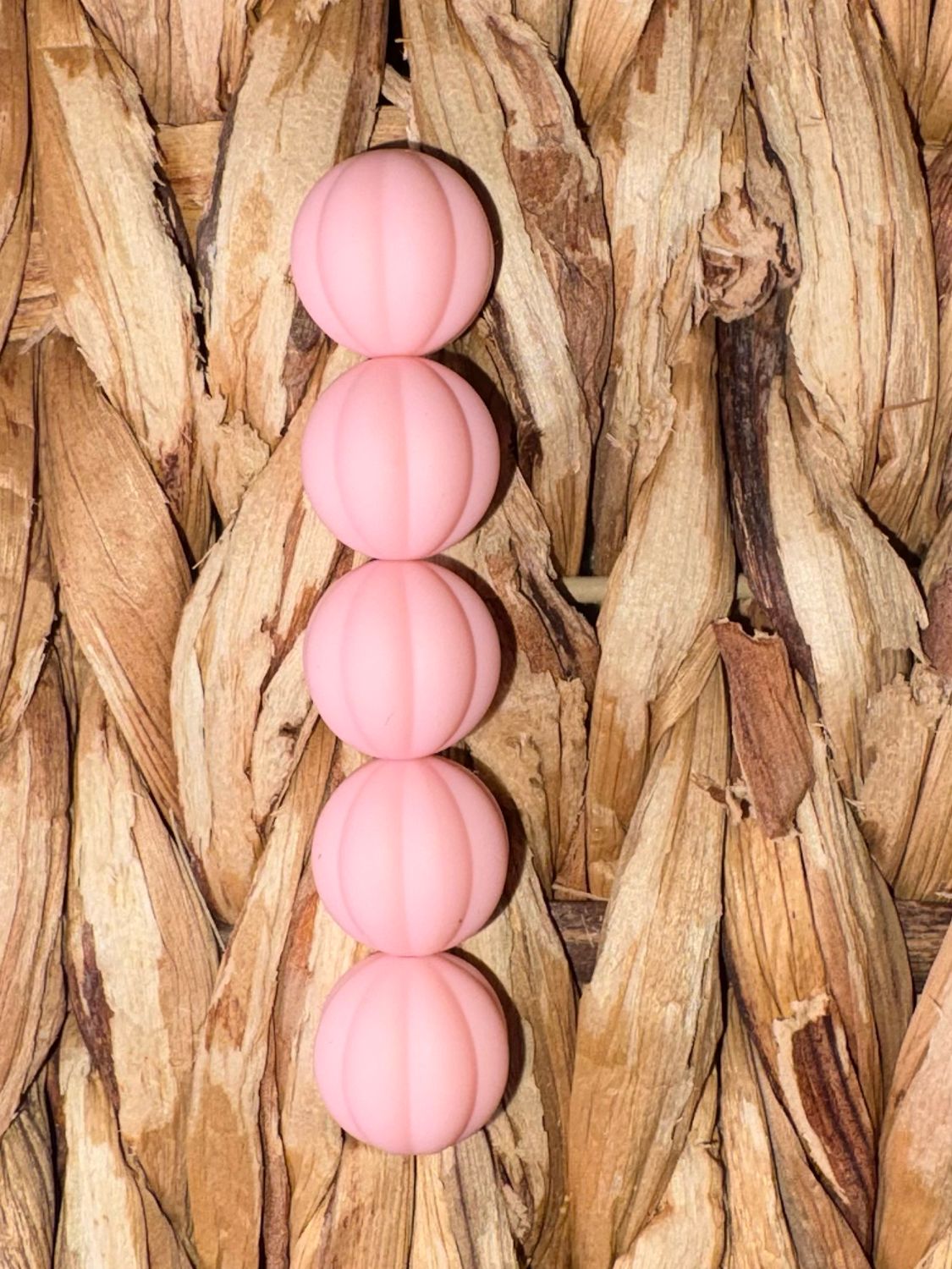 Baby Pink Pumpkin Silicone Bead 15mm