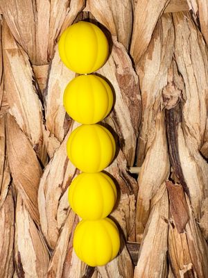 Yellow Pumpkin Silicone Bead 15mm