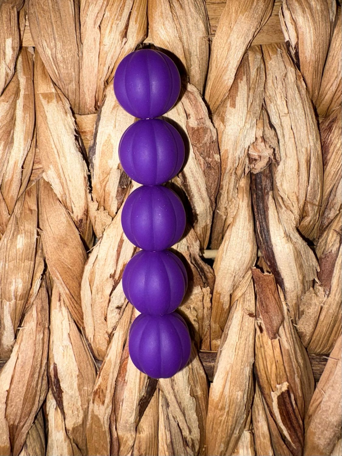 Dark Purple Pumpkin Silicone Bead 15mm