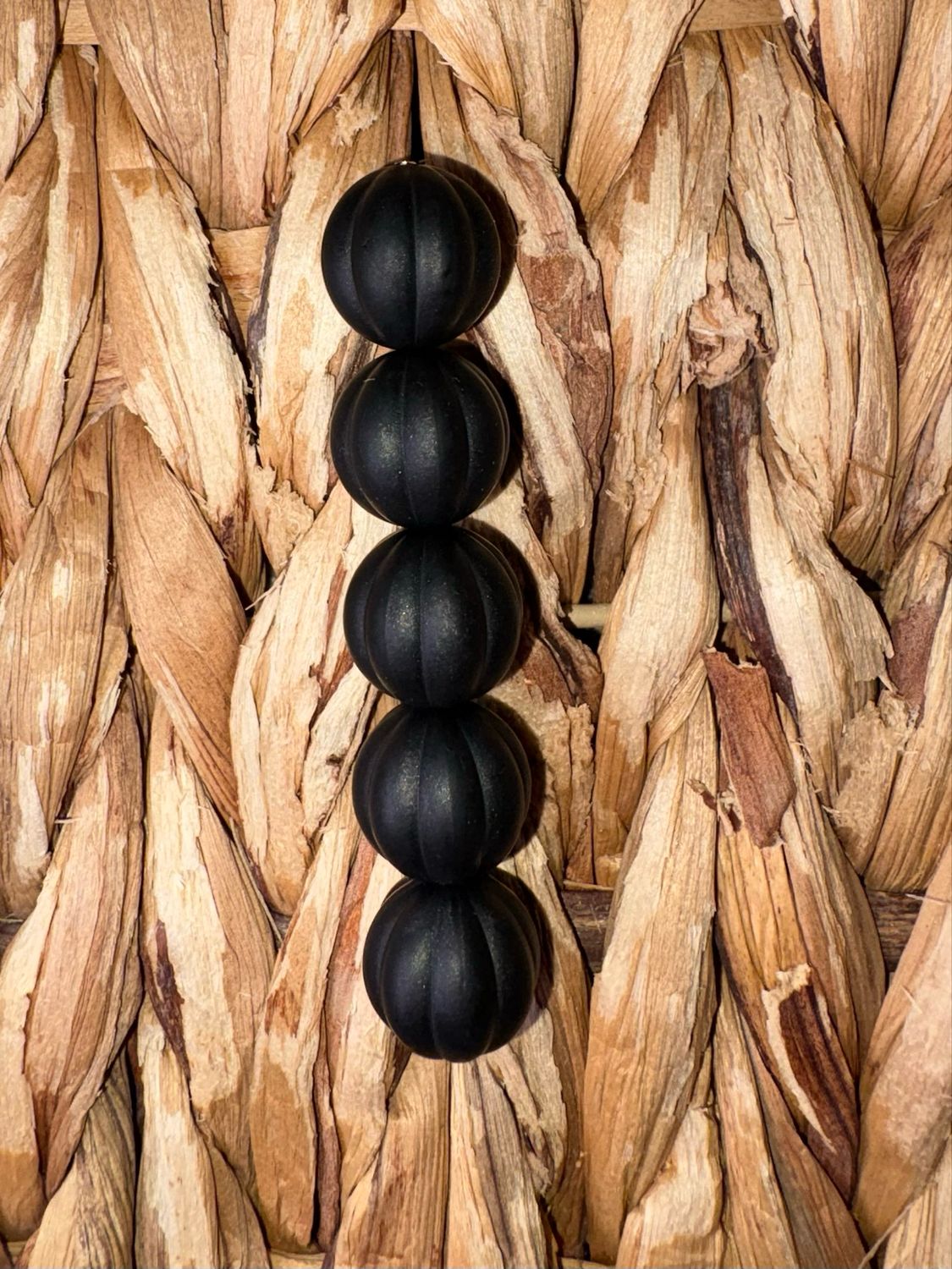 Black Pumpkin Silicone Bead 15mm