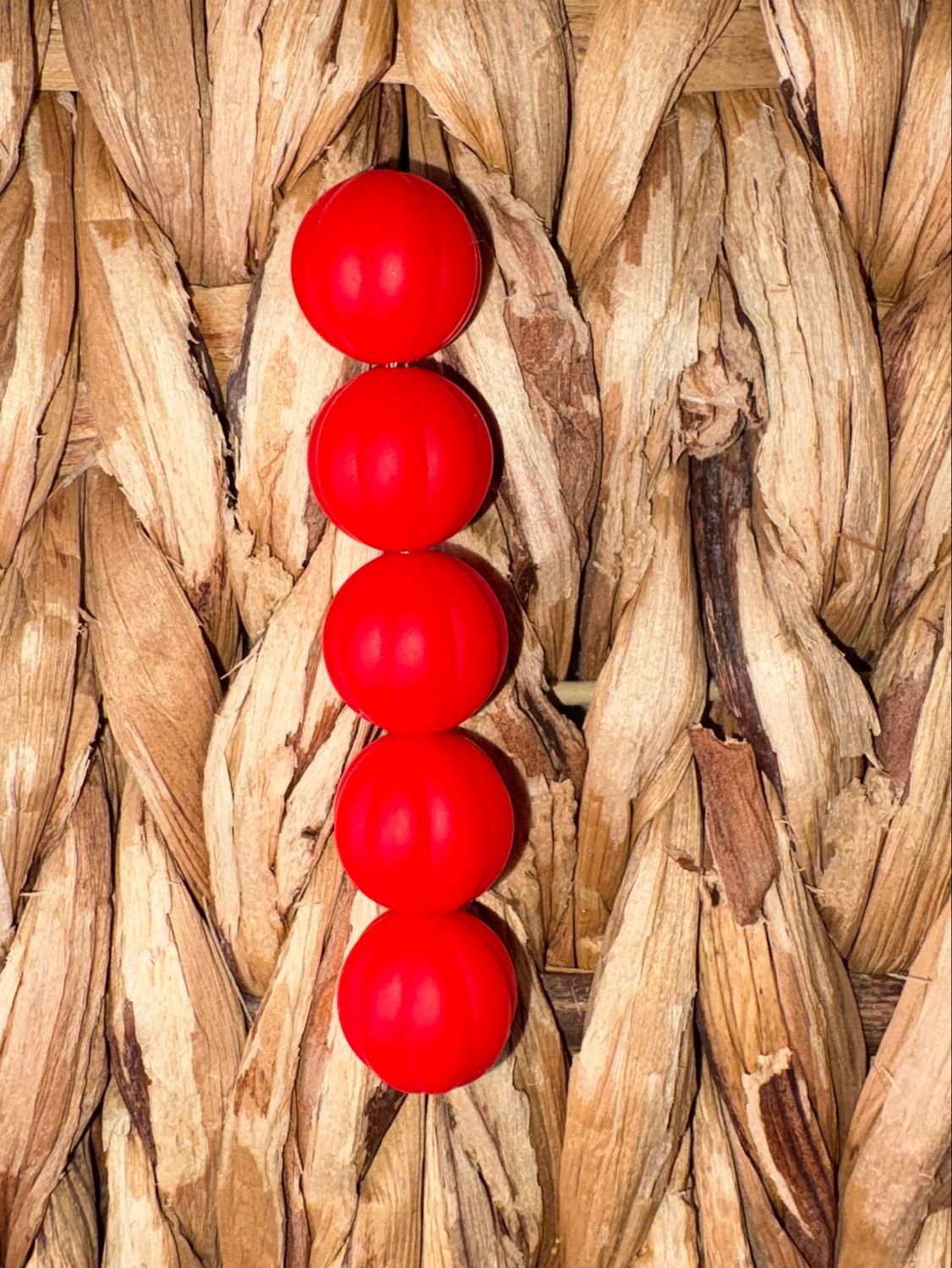 Red Pumpkin Silicone Bead 15mm