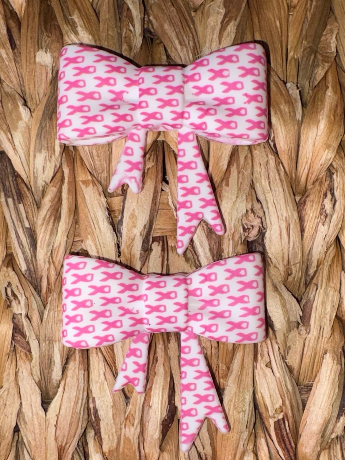 Pink Ribbon Straw/Focal Topper 