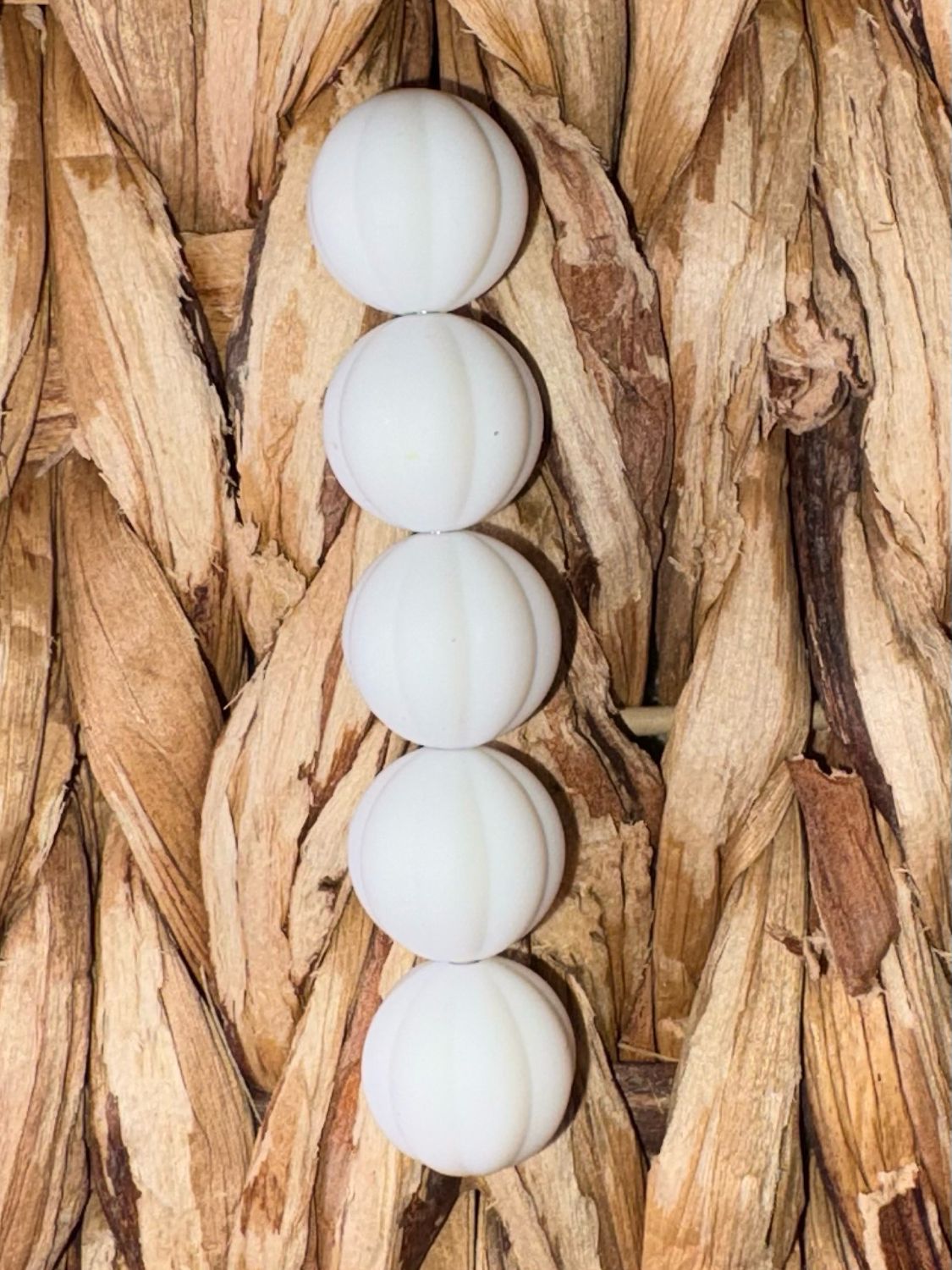 White Pumpkin Silicone Bead 15mm