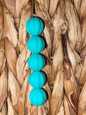 Turquoise Pumpkin Silicone Bead 15mm
