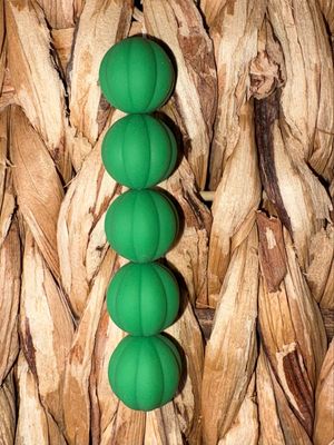15mm Dark Green Pumpkin Silicone Bead