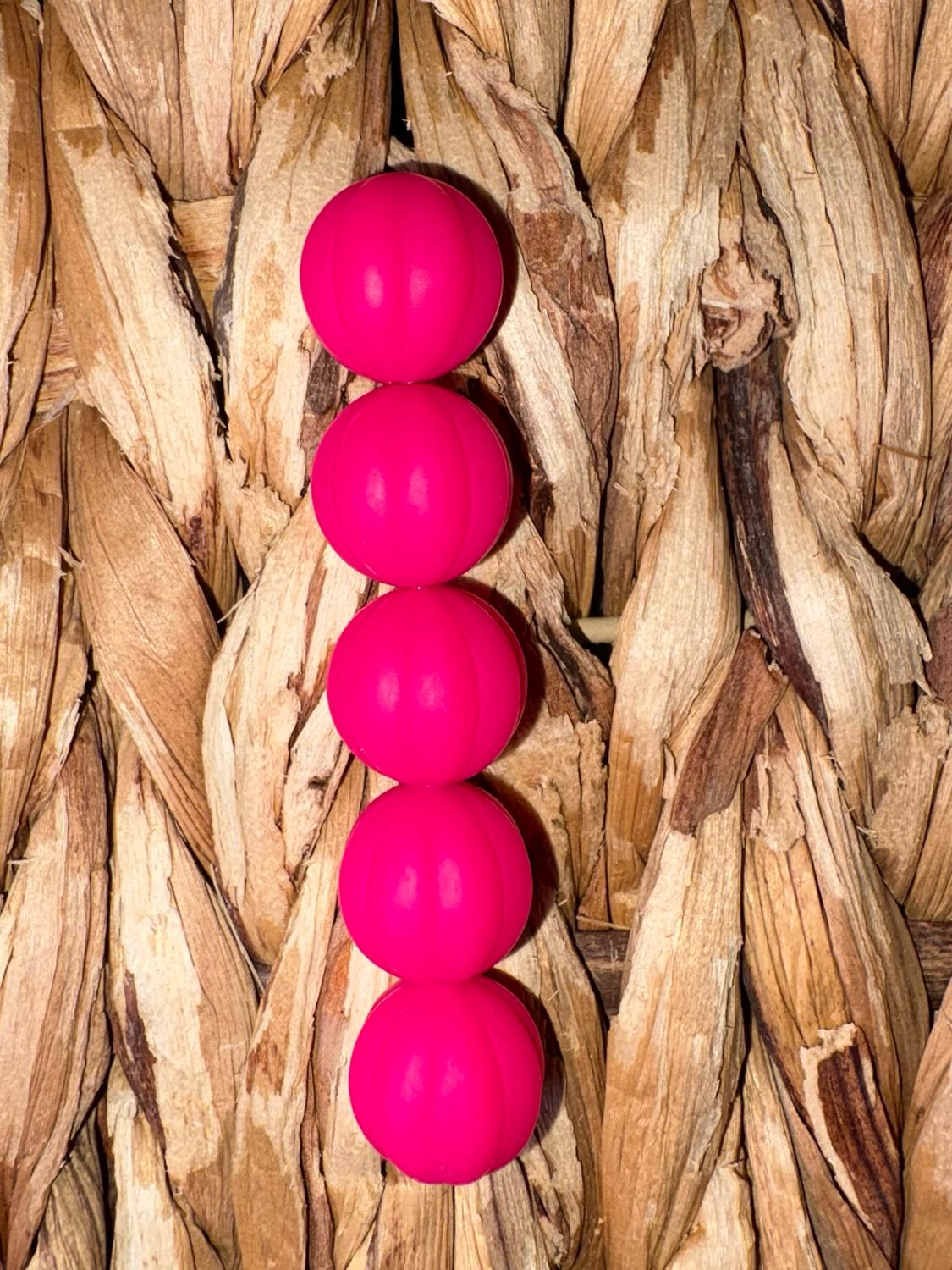 Hot Pink Pumpkin Silicone Bead 15mm