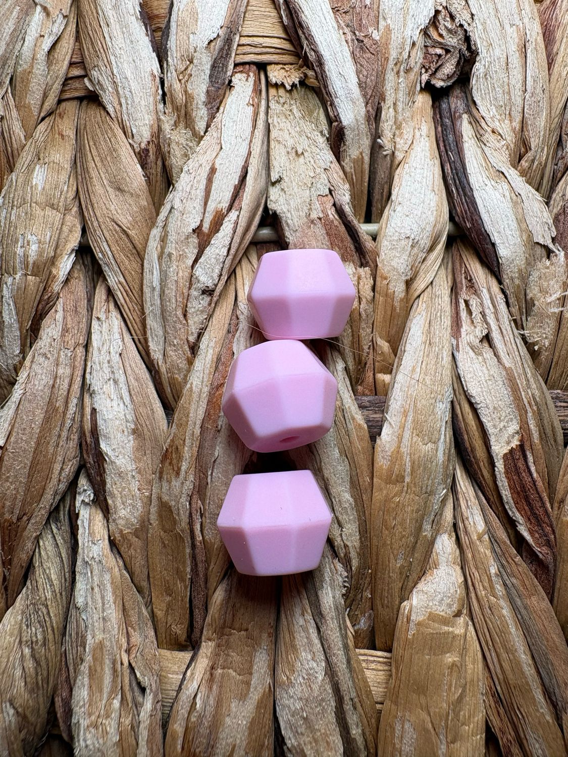 Light Pink Octagon Silicone Bead 15mm