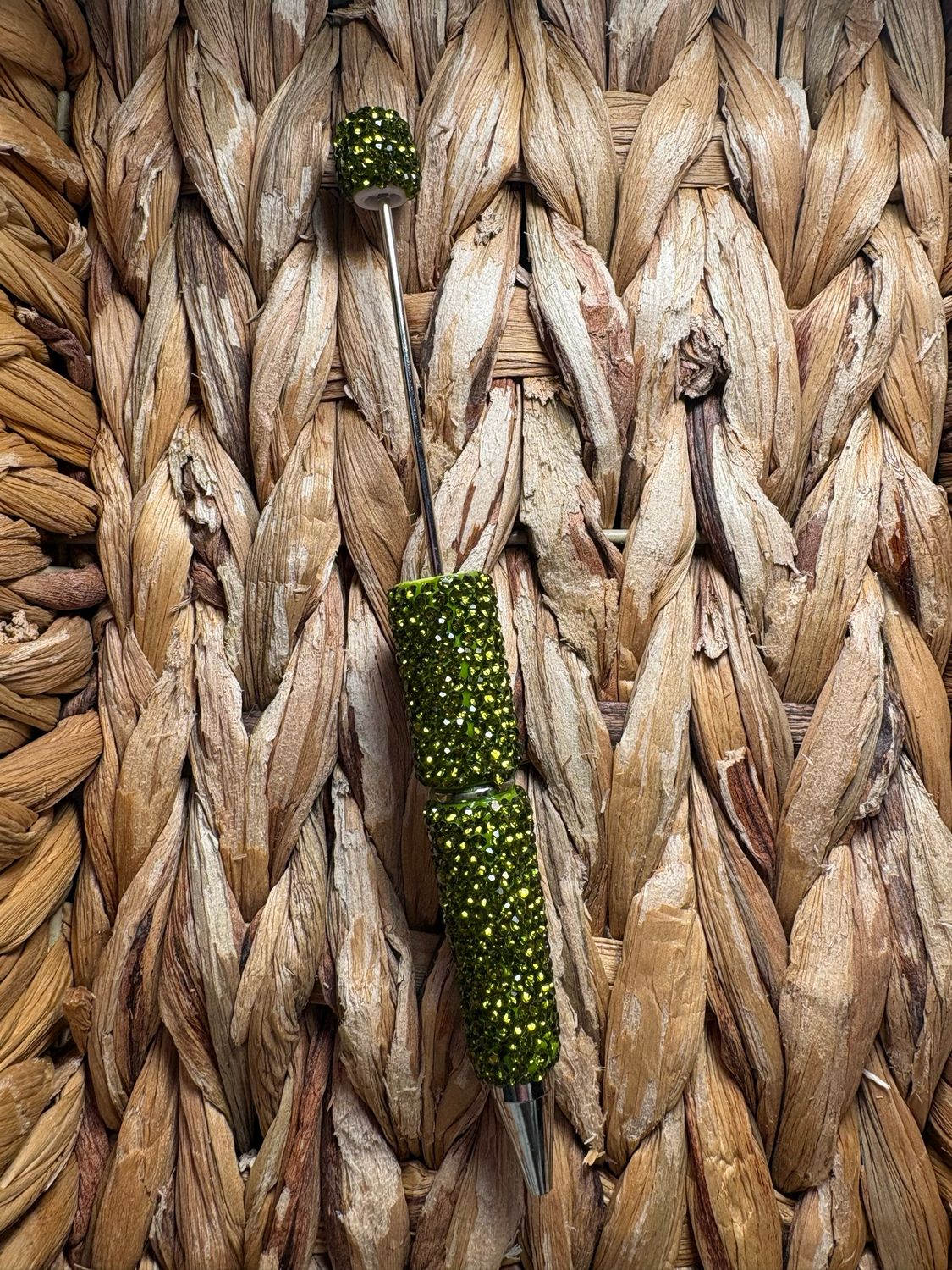 Olive Green Rhinestone Pen