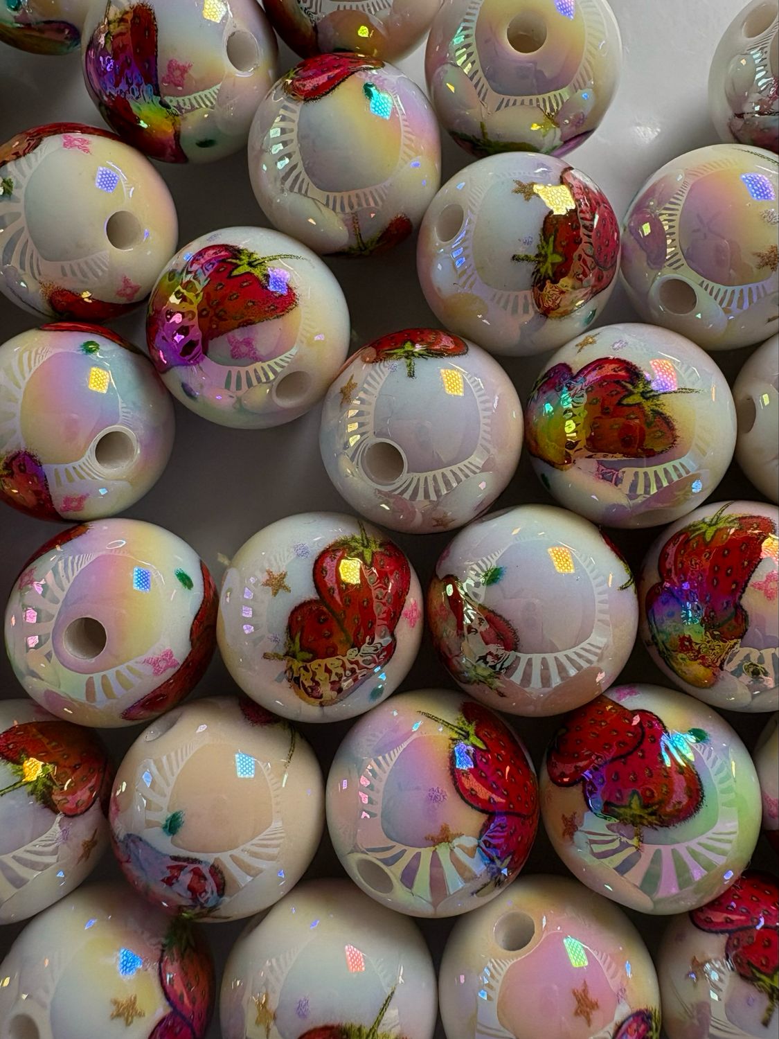 Acrylic Strawberry Bead 15mm Bulk Bag- 50pc