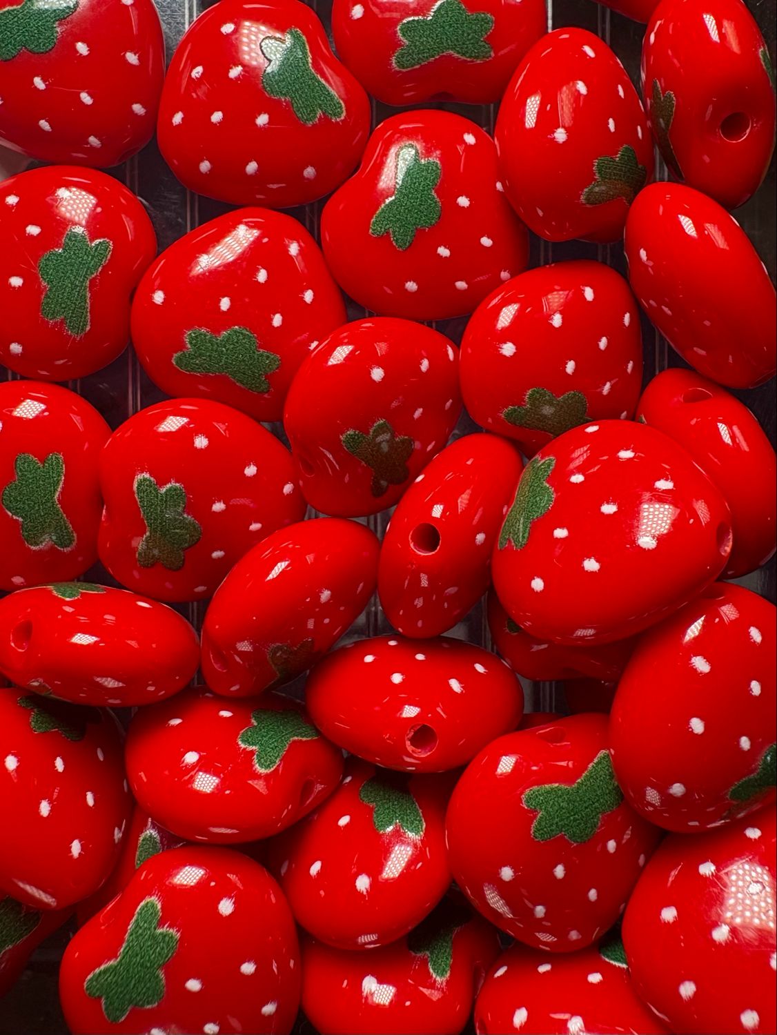 Strawberry Beads Bulk Bag-50pc