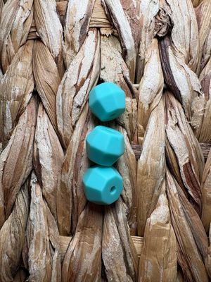 Turquoise Octagon Silicone Bead 15mm