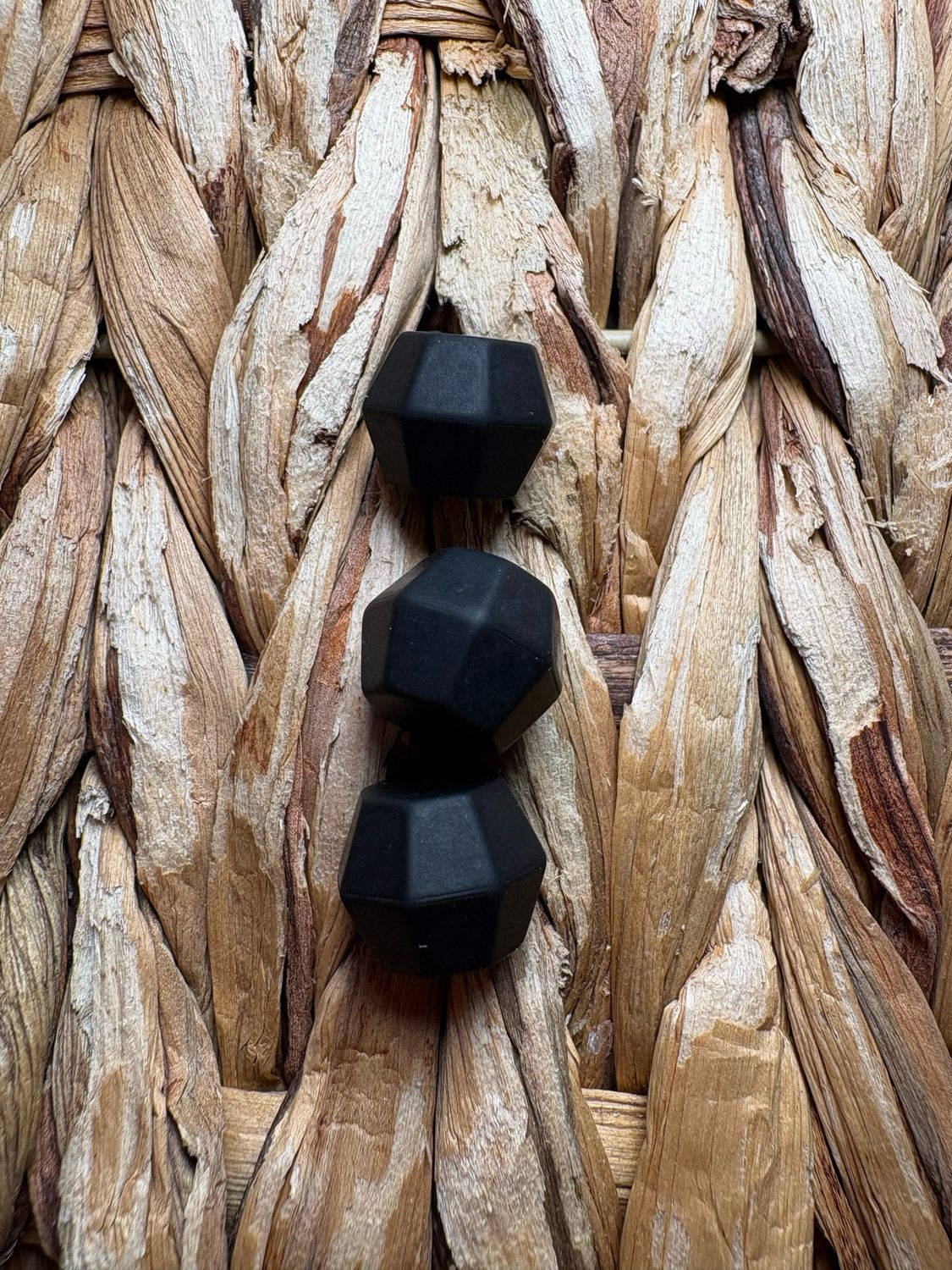 Black Octagon Silicone Bead 15mm