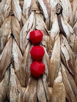 Red Octagon Silicone Bead 15mm