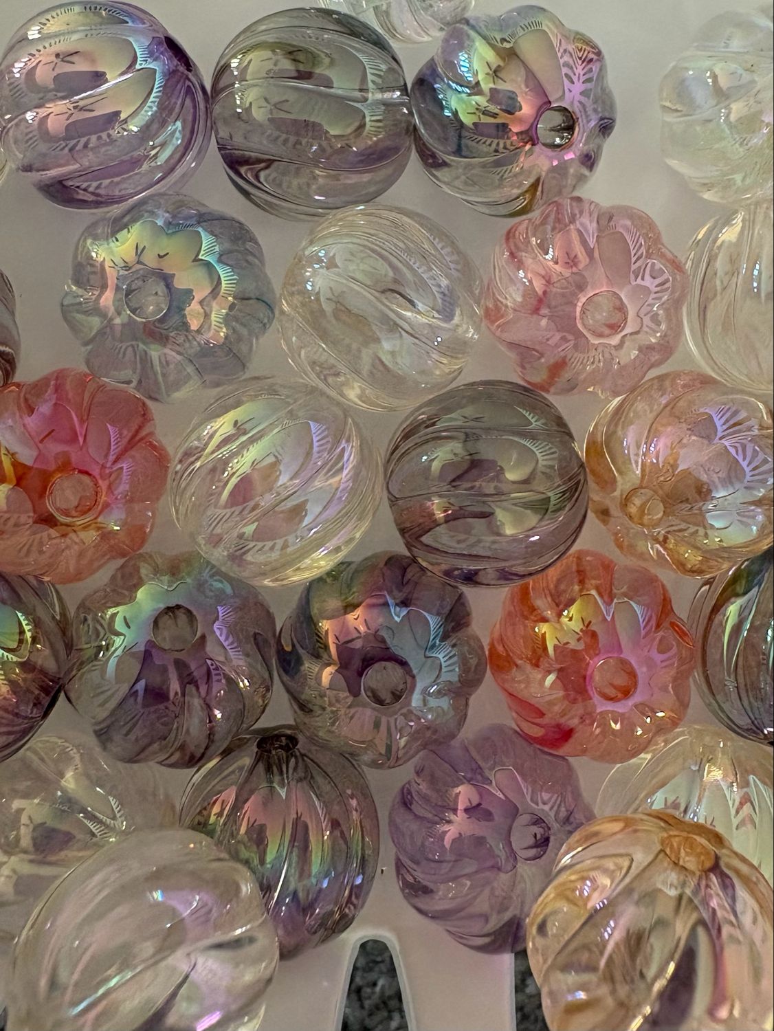 Clear Pumpkin Beads Mix 15mm Bulk Bag- 50pc