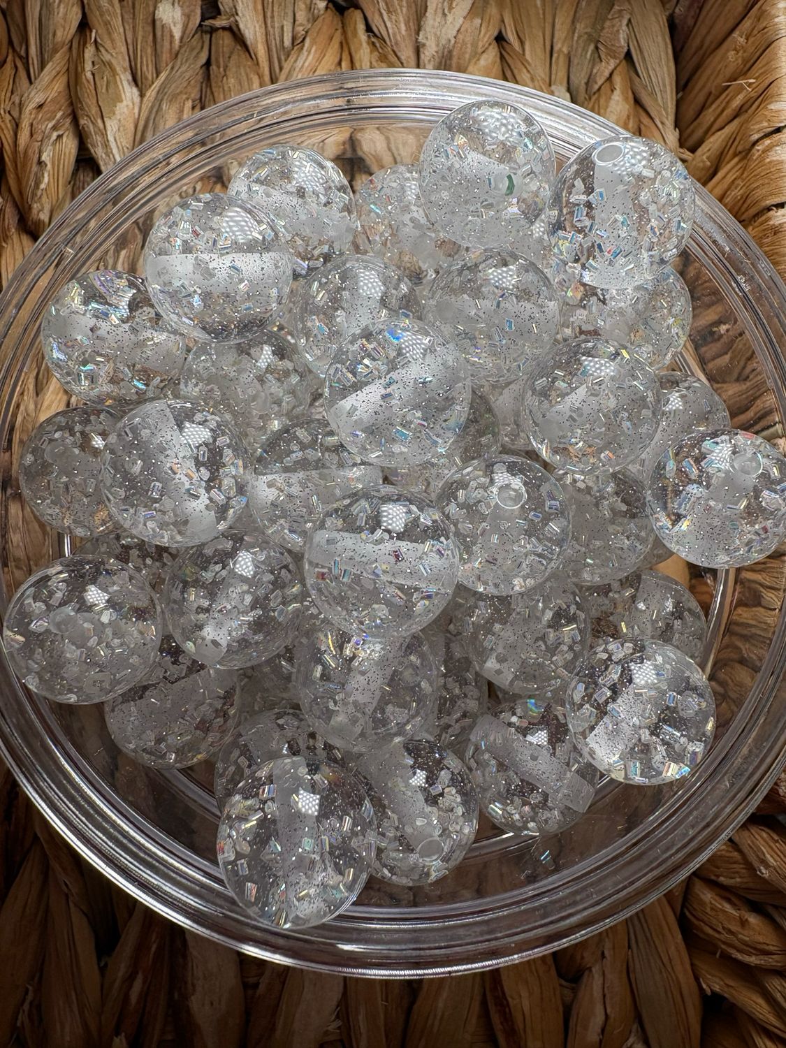 15mm Silver Confetti Bead