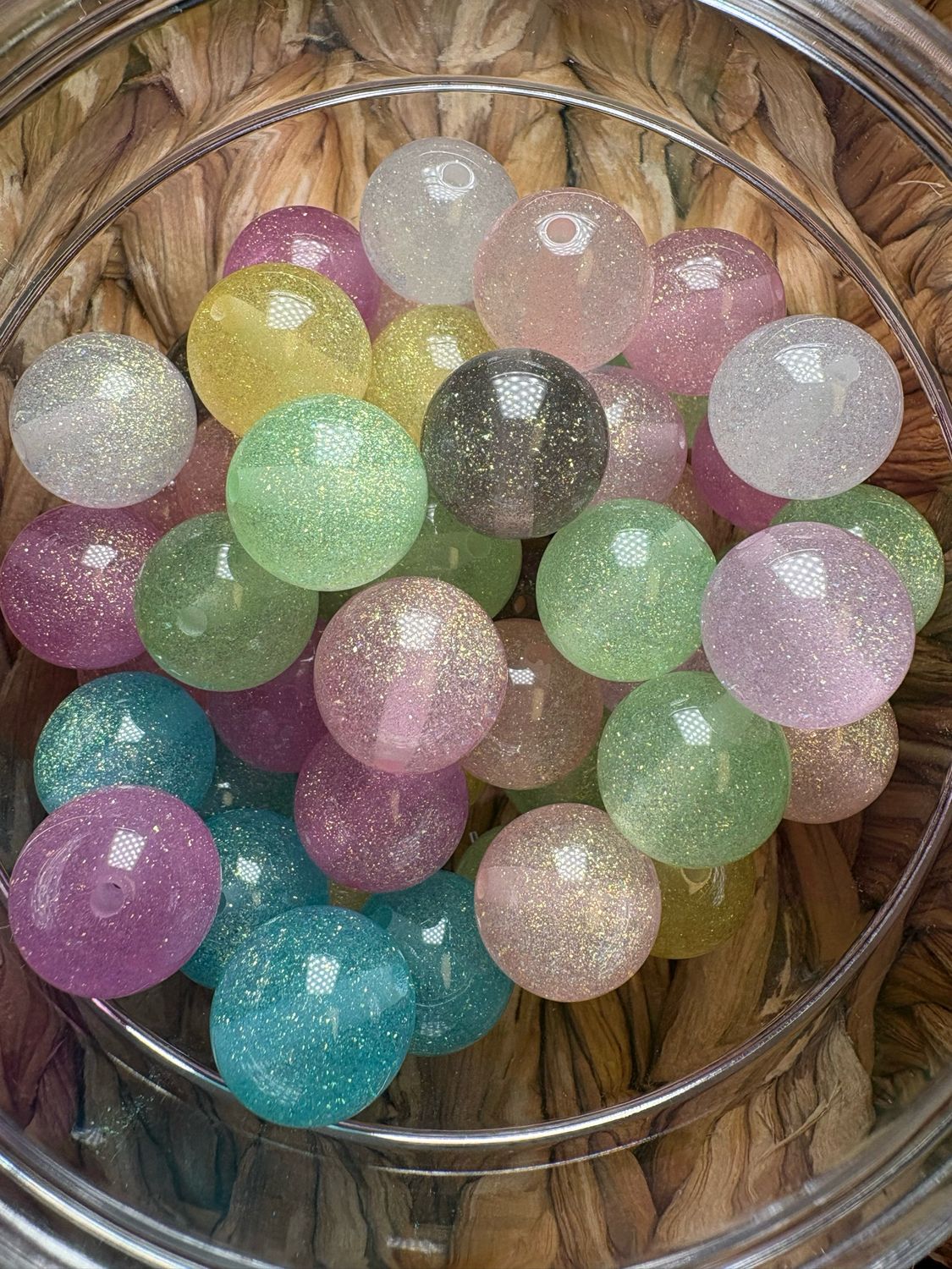 Bulk Bag 15mm Clear Glitter Mix- 50pc- S65