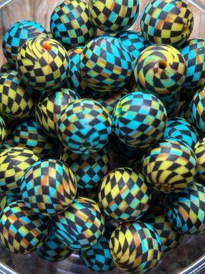 Bulk Bag 15mm Silicone Plaid Colors-50pc S73