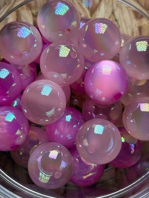 Bulk Bag 20mm Pink Clear Cateye Mix-25pc S74